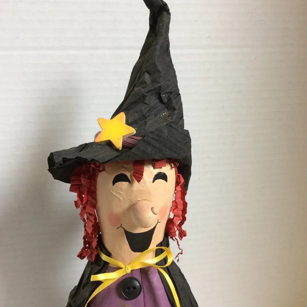 Vintage Halloween Witch papier-mâché Rattle Handmade